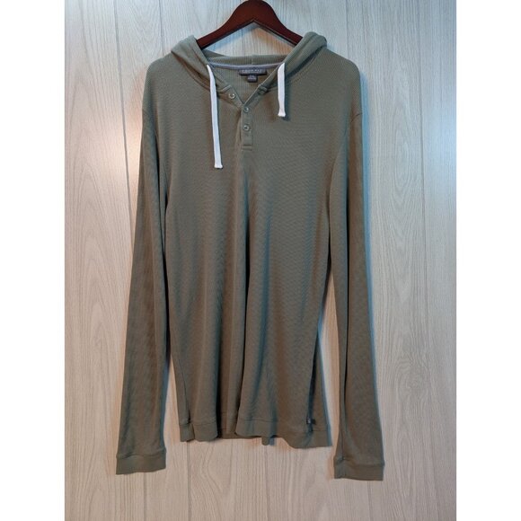 Free Fly Hoodie Mens XXL Gray Green Waffle knit Thermal Bamboo Pullover Henley - Picture 1 of 6